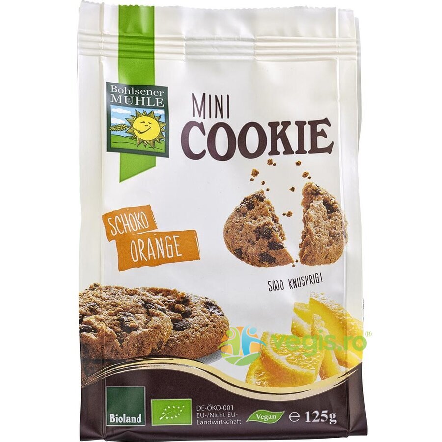 Mini Biscuiti cu Ciocolata si Portocale Vegani Ecologici/Bio 125g 125g Alimentare