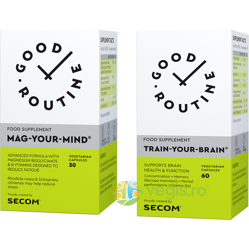 Pachet Mag Your Mind 30cps vegetale + Train Your Brain 60cps vegetale Secom, 30cps Capsule, Comprimate
