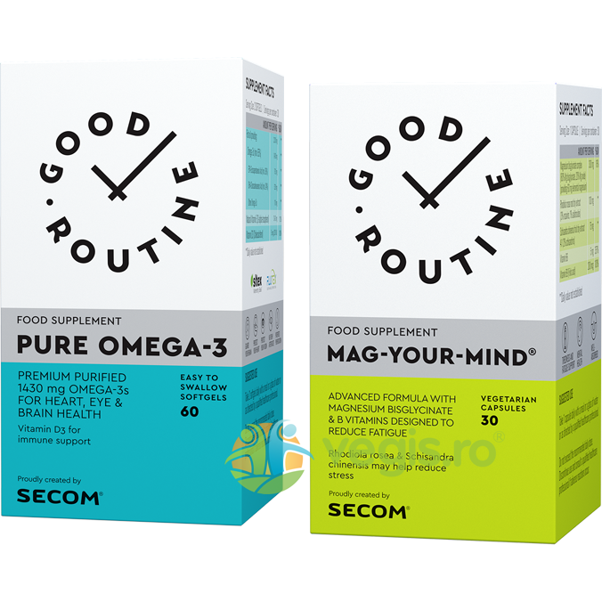 Pachet Pure Omega-3 60cps moi + Mag Your Mind 30cps vegetale Secom, 30cps Capsule, Comprimate