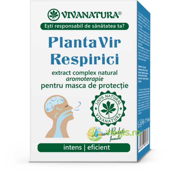 PlantaVir Respirici - Extract Complex Natural Aromoterapie pentru Masca de Protectie 5ml, VIVA NATURA, Unguente, Geluri Naturale, 2, Vegis.ro