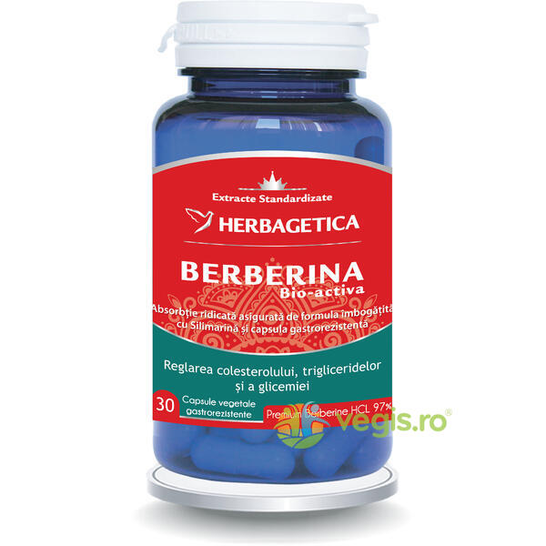 Berberina Bio-Activa 30cps, HERBAGETICA, Capsule, Comprimate, 1, Vegis.ro