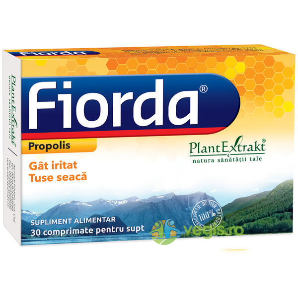 Fiorda cu Aroma de Propolis 30cpr, PLANTEXTRAKT, Capsule, Comprimate, 2, Vegis.ro