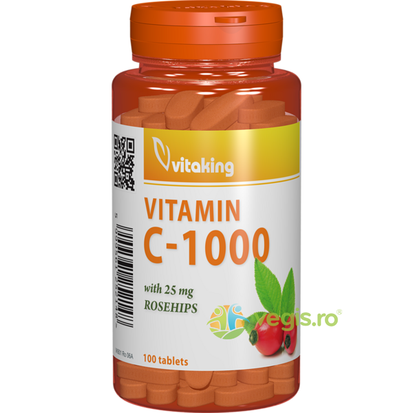 Vitamina C 1000mg cu Macese 100tb, VITAKING, Capsule, Comprimate, 1, Vegis.ro