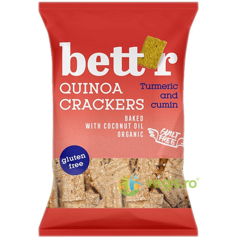 Crackers din Quinoa cu Curcuma (Turmeric) si Chimion fara Gluten Ecologici/Bio 100g