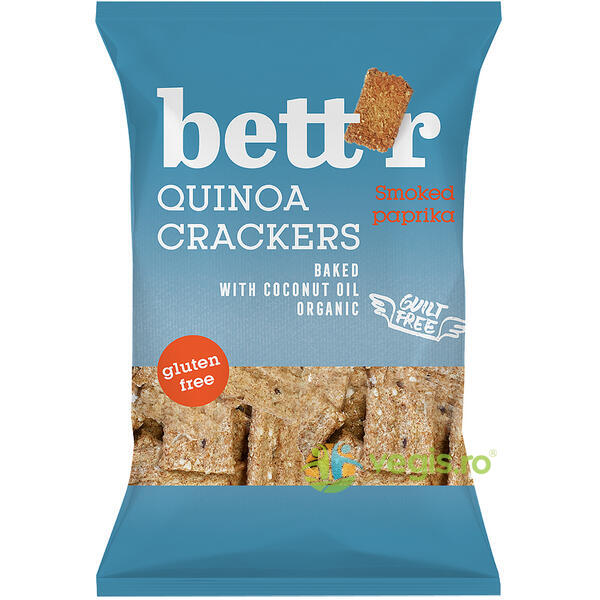 Crackers cu Quinoa si Boia fara Gluten Ecologici/Bio 100g, BETTR, Gustari, Saratele, 1, Vegis.ro