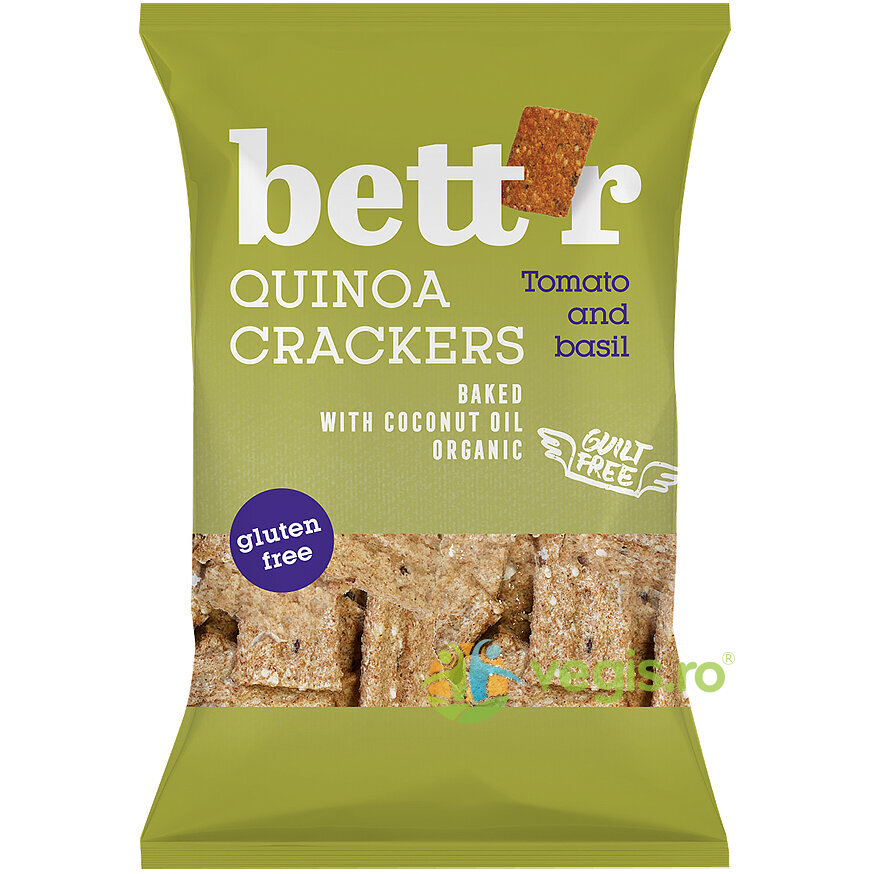 Crackers cu Quinoa, Rosii si Busuioc fara Gluten Ecologici/Bio 100g (Busuioc Alimentare