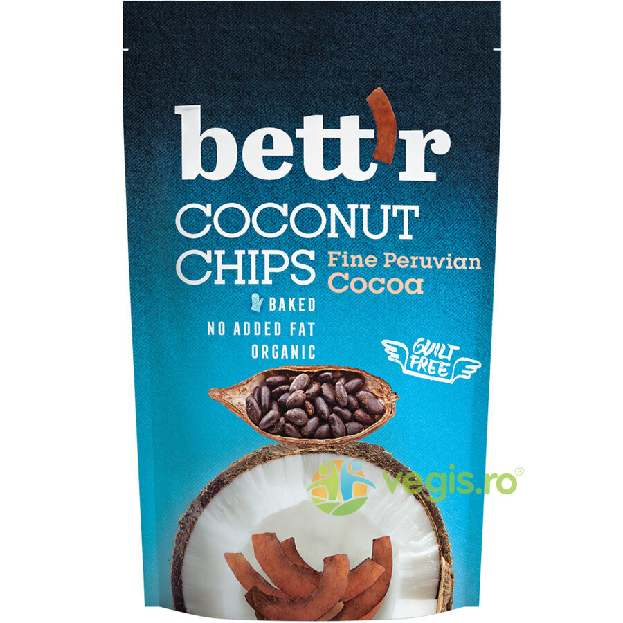 Chips-uri de Cocos cu Cacao fara Gluten Ecologice/Bio 70g 70g Alimentare