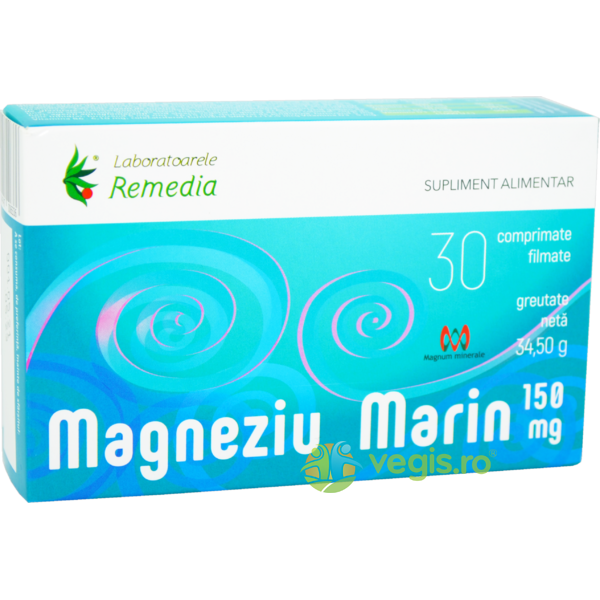 Magneziu Marin 150mg 30cpr, REMEDIA, Capsule, Comprimate, 1, Vegis.ro