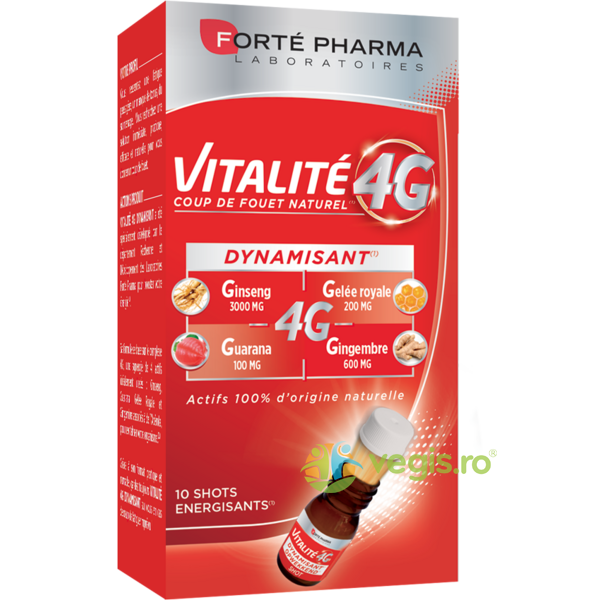 Vitalite 4G Dynmaisant 10 shot-uri energizante, FORTEPHARMA, Fiole, 1, Vegis.ro