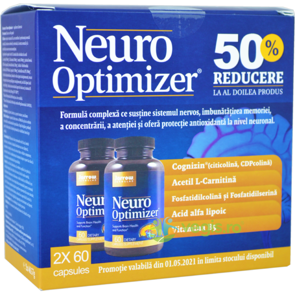 Neuro Optimizer 60cps + 60cps (50% reducere la al doilea produs) Secom,, JARROW FORMULAS, Capsule, Comprimate, 1, Vegis.ro