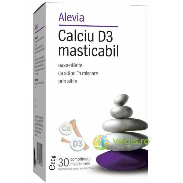 Calciu D3 Masticabil 30cpr, ALEVIA, Vitamine, Minerale & Multivitamine, 1, Vegis.ro