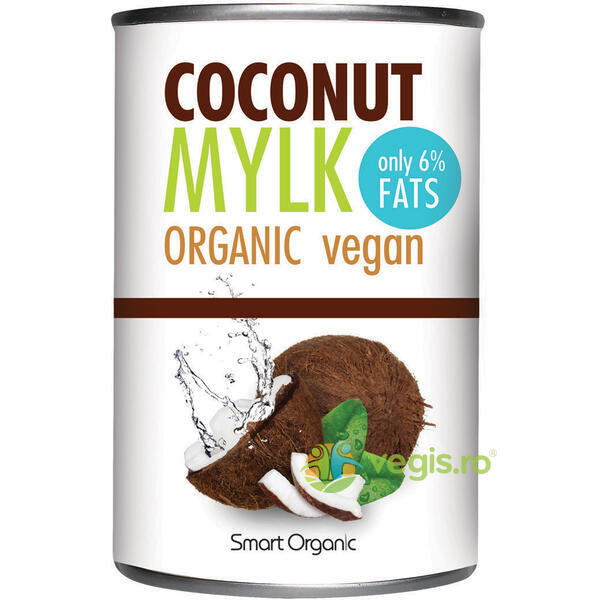 Lapte de Cocos cu Continut Redus de Grasime Ecologic/Bio 400ml, SMART ORGANIC, Produse din Nuca de Cocos, 1, Vegis.ro