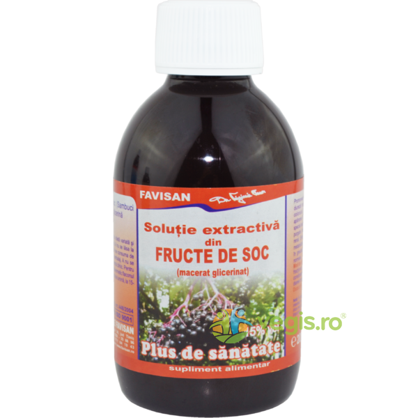 Solutie Extractiva din Fructe de Soc 200ml, FAVISAN, Suplimente Lichide, 1, Vegis.ro