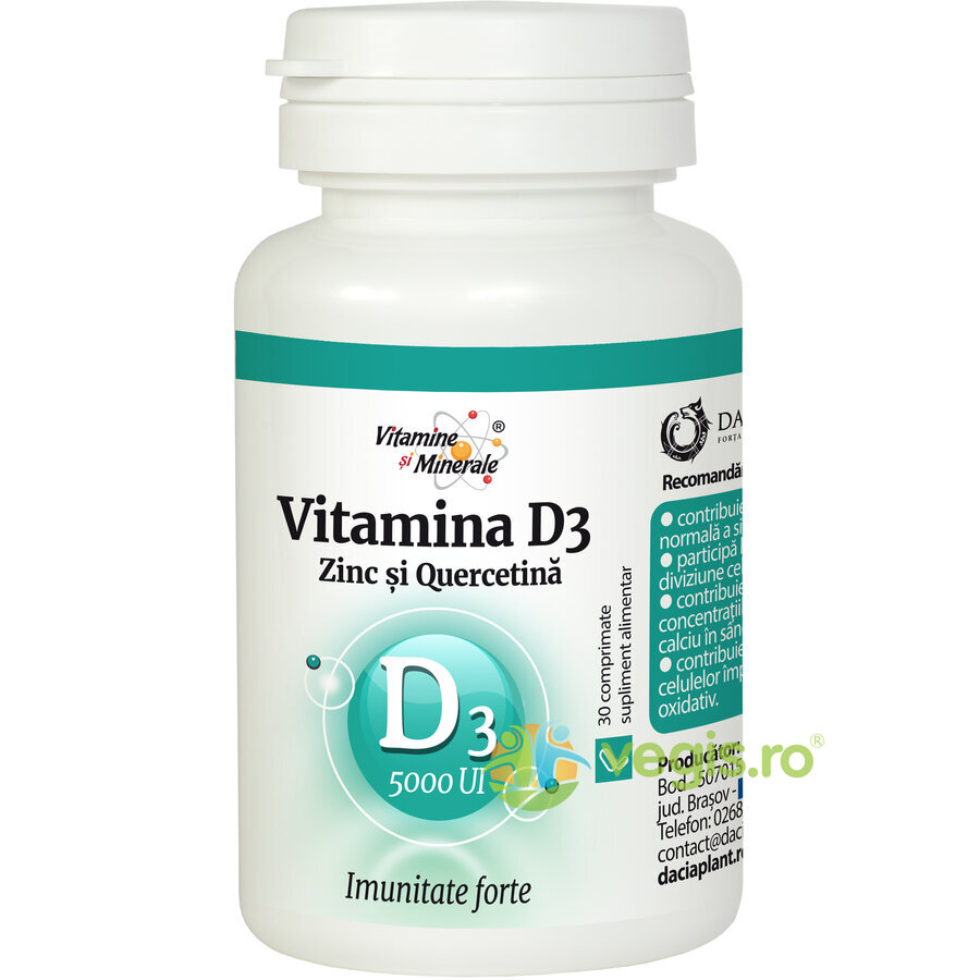 Vitamina D3 (5000UI) cu Zinc si Quercetina 30cpr