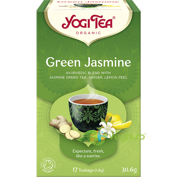 Ceai Verde Green Jasmine cu Iasomie si Ghimbir Ecologic/Bio 17dz - 30.6g, YOGI TEA, Ceaiuri doze, 1, Vegis.ro