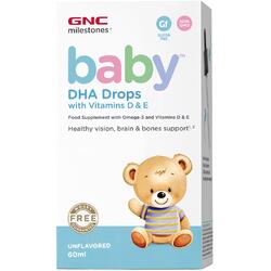 Picaturi cu DHA + Vitamina D + Vitamina E pentru Bebelusi Milestones Baby 60ml GNC