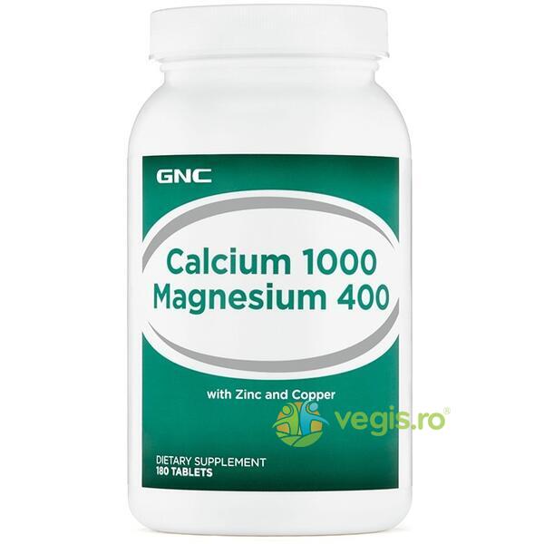 Calciu 1000mg + Magneziu 400mg 180tb, GNC, Vitamine, Minerale & Multivitamine, 1, Vegis.ro