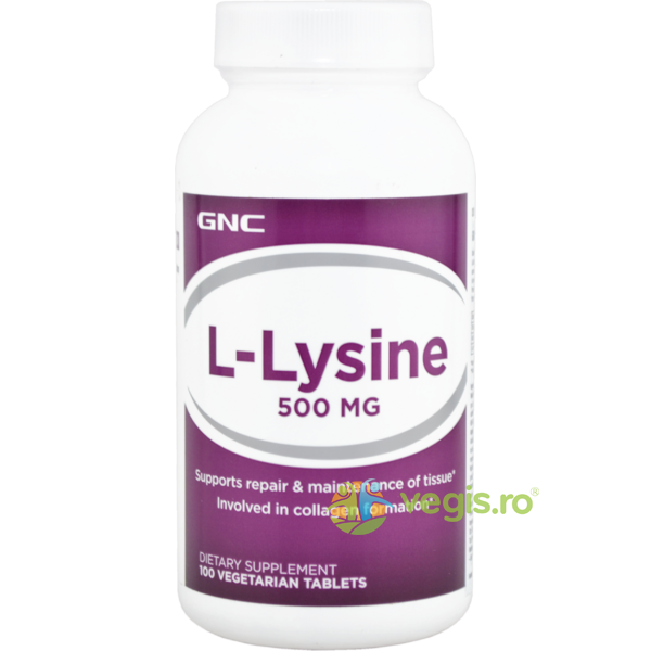 L-Lizina (L-Lysine) 500mg 100tb vegetale, GNC, Capsule, Comprimate, 1, Vegis.ro