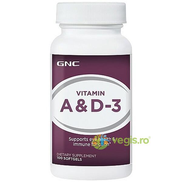 Vitamina A 5000ui si Vitamina D3 400ui 100cps moi, GNC, Vitamine, Minerale & Multivitamine, 1, Vegis.ro
