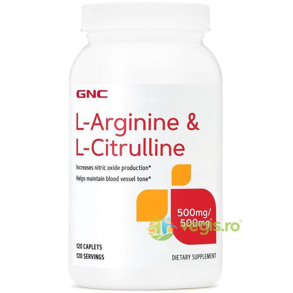 L-Arginina si L-Citrulina 500mg 120tb, GNC, Capsule, Comprimate, 1, Vegis.ro