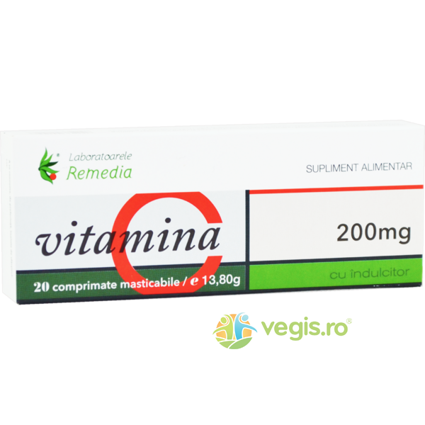 Vitamina C 200mg 20cpr masticabile, REMEDIA, Vitamina C, 2, Vegis.ro