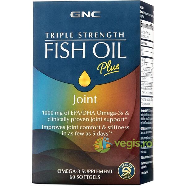 Ulei de Peste cu Suport pentru Articulatii (Fish Oil Plus Joint) Triple Strenght 60cps moi, GNC, Capsule, Comprimate, 1, Vegis.ro