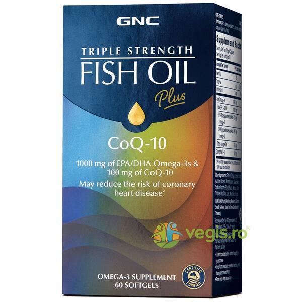 Ulei de Peste Plus Coenzima Q-10 (Fish Oil Plus CoQ-10) Triple Strength 60cps moi, GNC, Capsule, Comprimate, 1, Vegis.ro