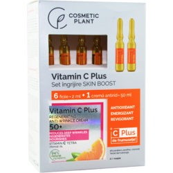 Set Vitamin C Plus (Fiole cu Vitamina C Tetra 6*2ml + Crema Antirid Regeneratoare 50+ 50ml) COSMETIC PLANT