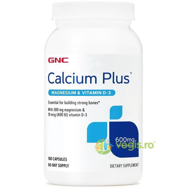 Calcium Plus (Calciu) 600mg cu Magneziu si Vitamina D3 180cps, GNC, Vitamine, Minerale & Multivitamine, 1, Vegis.ro