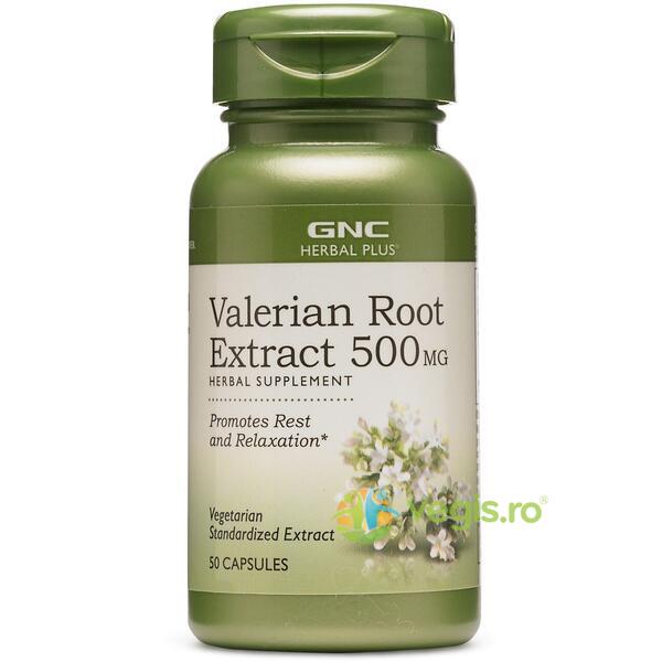 Valerian Root (Extract Standardizat din Radacina de Valeriana) Herbal Plus 500mg 50cps vegetale, GNC, Capsule, Comprimate, 1, Vegis.ro