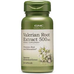 Valerian Root (Extract Standardizat din Radacina de Valeriana) Herbal Plus 500mg 50cps vegetale GNC