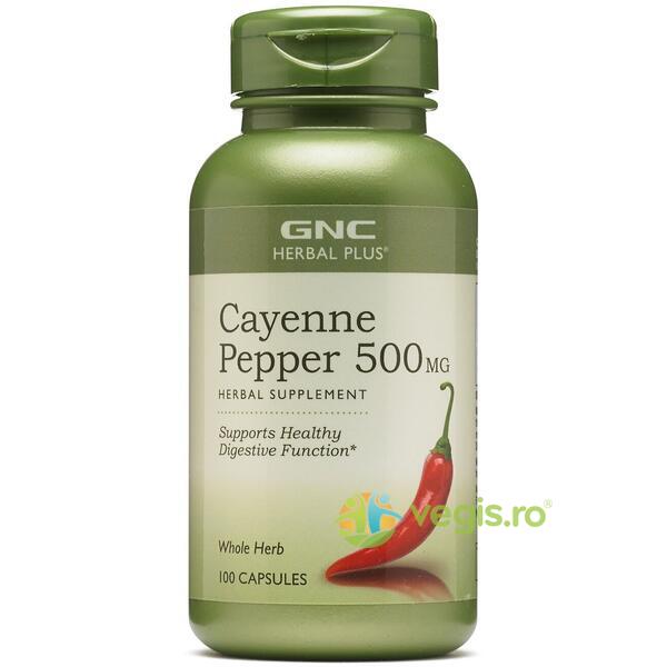 Cayenne Pepper (Ardei Cayenne) Herbal Plus 500mg 100cps, GNC, Capsule, Comprimate, 1, Vegis.ro