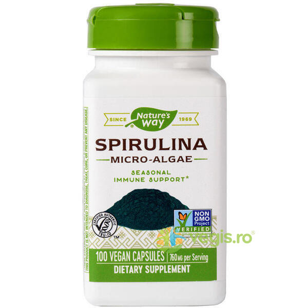 Spirulina Micro-Algae 100cps Secom,, NATURE'S  WAY, Capsule, Comprimate, 2, Vegis.ro