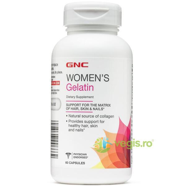 Gelatina (Gelatin) - Suport pentru Piele, Par si Unghii Women`s 778mg 60cps, GNC, Capsule, Comprimate, 1, Vegis.ro