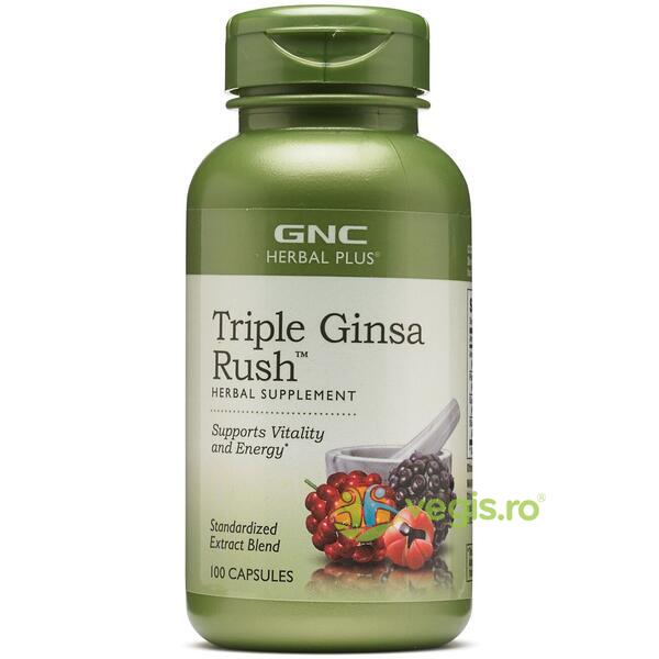Triple Ginsa Rush (Extract din 3 Tipuri de Ginseng) Herbal Plus 600mg 100cps, GNC, Remedii Capsule, Comprimate, 1, Vegis.ro
