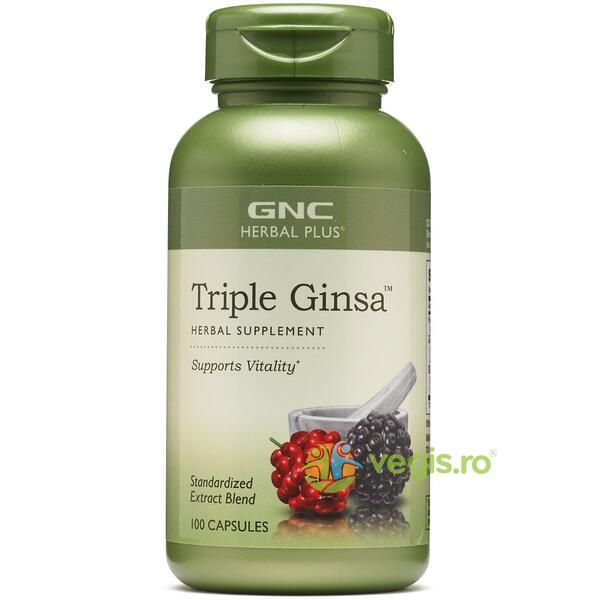 Triple Ginsa (Extract din 3 Tipuri de Ginseng) Herbal Plus 700mg 100cps, GNC, Remedii Capsule, Comprimate, 1, Vegis.ro