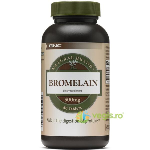 Bromelain 500mg (Bromelaina) Natural Brand 60tb, GNC, Capsule, Comprimate, 1, Vegis.ro
