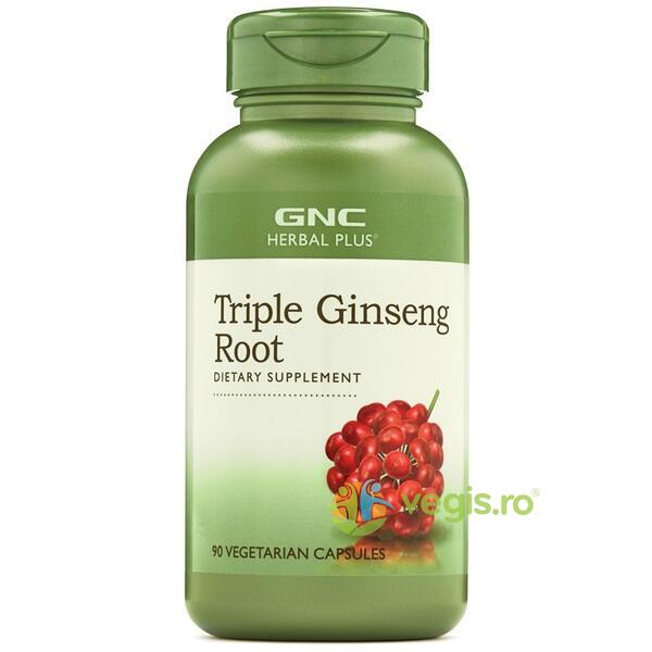 Triple Ginseng Root (Radacina Din 3 Tipuri de Ginseng) Herbal Plus 90cps, GNC, Remedii Capsule, Comprimate, 1, Vegis.ro