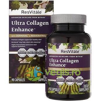 Ultra Collagen Enhance (Colagen BioCell 1000mg cu Acid Hialuronic) ResVitale 90cps, GNC, Capsule, Comprimate, 1, Vegis.ro