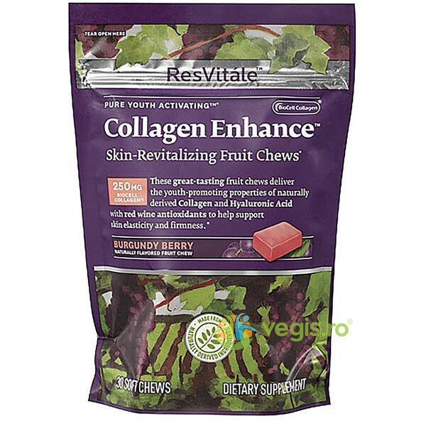 Collagen Enhance (Caramele cu Aroma de Fructe Burgundy) ResVitale 30buc, GNC, Capsule, Comprimate, 1, Vegis.ro