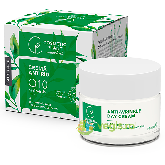 Set Essential cu Extract de Ceai Verde (Crema Antirid de Zi Q10 50ml + Crema de Maini Q10 100ml), COSMETIC PLANT, Pachete Cosmetice, 3, Vegis.ro