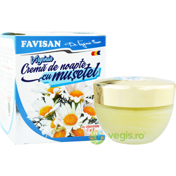 Crema de Noapte cu Musetel, Vitamina C si E Virginia 40ml, FAVISAN, Cosmetice ten, 1, Vegis.ro
