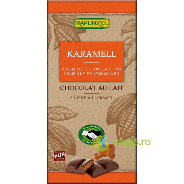 Ciocolata cu Lapte si Crema de Caramel Ecologica/Bio 100g, RAPUNZEL, Ciocolata, 1, Vegis.ro