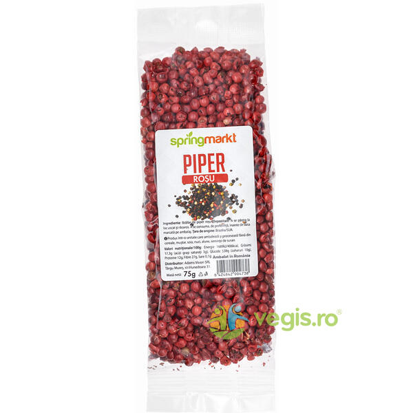 Piper Rosu Boabe 75g, SPRINGMARKT, Condimente, 1, Vegis.ro