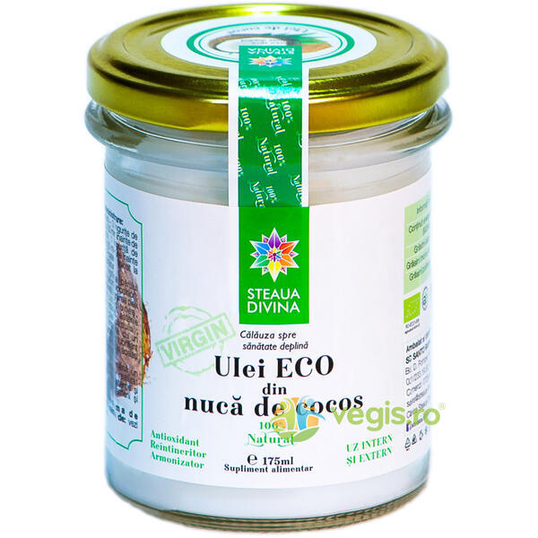 Ulei de Cocos Ecologic/Bio 175ml, STEAUA DIVINA, Produse din Nuca de Cocos, 1, Vegis.ro
