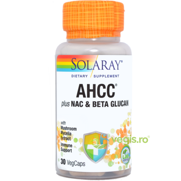 AHCC Plus Nac & Beta Glucan 30cps Secom,, SOLARAY, Remedii Capsule, Comprimate, 1, Vegis.ro