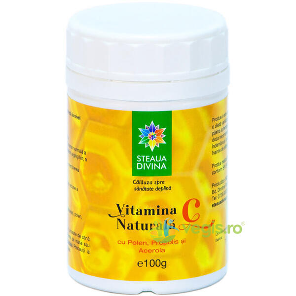 Vitamina C Naturala cu Polen, Propolis si Acerola 100g, STEAUA DIVINA, Vitamina C, 1, Vegis.ro