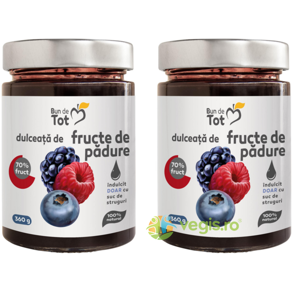 Pachet Dulceata din Fructe de Padure fara Zahar 360g+360g, BUN DE TOT, Dulceata & gem, 1, Vegis.ro