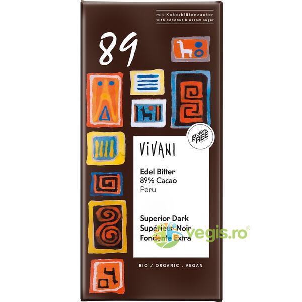 Ciocolata Amaruie Vegana cu 89% Cacao Ecologica/Bio 80g, VIVANI, Ciocolata, 1, Vegis.ro