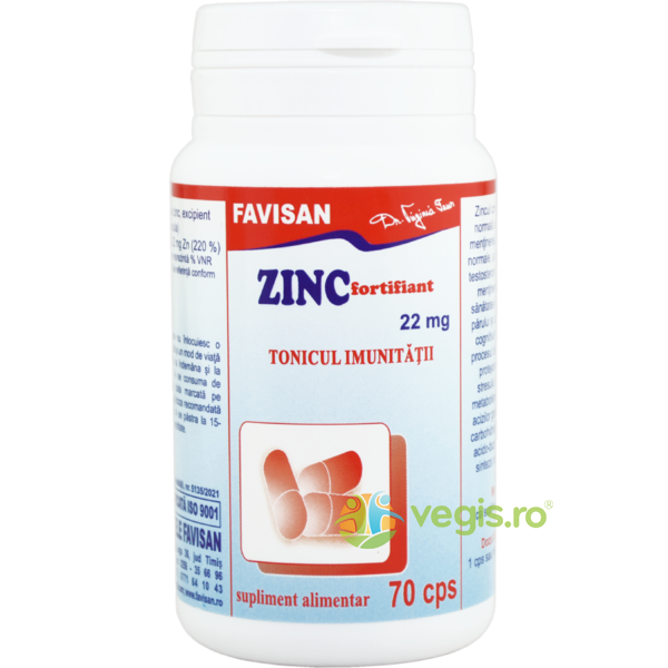 Zinc Fortifiant 22mg 70cps, FAVISAN, Vitamine, Minerale & Multivitamine, 1, Vegis.ro